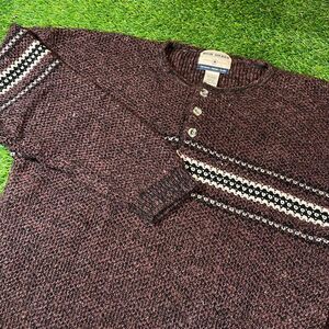 90’s vintage High Sierra Burgundy White Ramie & Cotton Blend Knit Sweater L